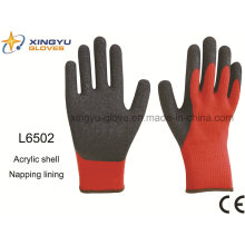 Acrylic Shell Napping Lining Latex Thumb Fully Coated Crinkle Finish Safety Work Glove (L6502)